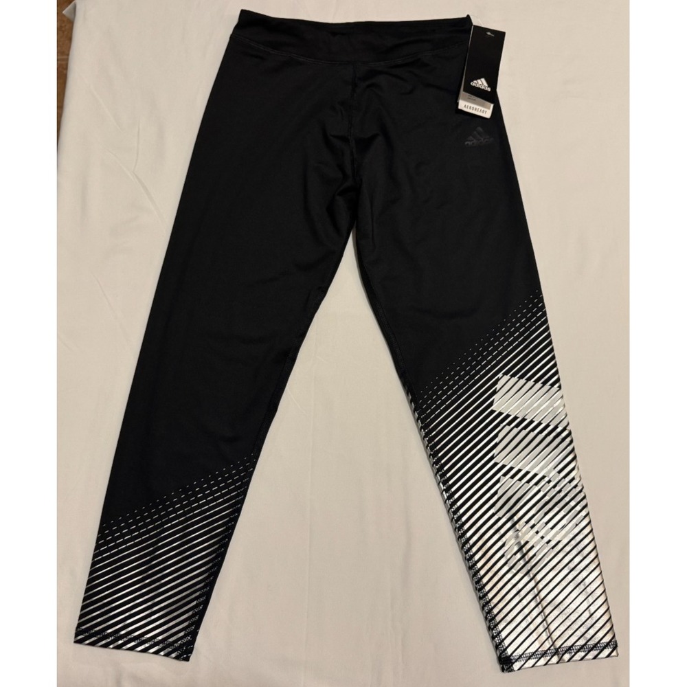 Adidas Aeroready Girls Leggings Stretch Pants Yoga - Black - Size L(14) - NEW